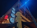 Jakarta, Indonesia _2 april 2023 . corner of a china building that doubles as a shop, with beautiful artificial lighting at night