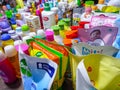 Jakarta, Indonesia - April, 2022 : Various kinds of product packaging for baby needs