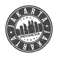 Jakarta Indonesia Asia Big World Cities Stamp Logo Icon Symbol Design Skyline City. Royalty Free Stock Photo