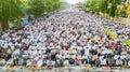 Crowded Muslim people praying on the street Royalty Free Stock Photo