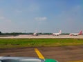 jakarta, indonesia- August 27th, 2021: commercial aircraft with the Lion Air brand, is parked at the airport.