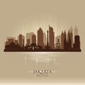 Jakarta Indonesia city skyline vector silhouette