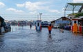 Sea water flood in Kali Adem harbor area, Jakarta.