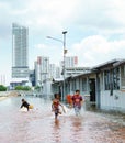 Sea water flood in Kali Adem harbor area, Jakarta.