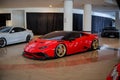 modified red Lamborghini Huracan in car modification show Royalty Free Stock Photo