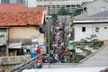 Jakarta, Indonesia - January 26 2017 : Children risking their li