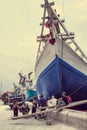 Jakarta, Indonesia - January 22, 2018 : Indonesian port workers