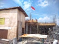 house construction project, 2nd floor structure casting, structural building reinforcement, construction process