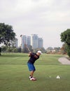 Male golf player on professional golf course