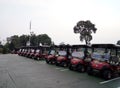 Rows of golf carts Royalty Free Stock Photo
