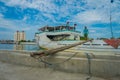 JAKARTA, INDONESIA - 5 MARCH, 2017: Daily activities inside famous old port area of Jakarta, fishing boat lying at