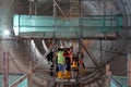 Construction workers at the Jakarta MRT Tunnel Phase 2 project. Royalty Free Stock Photo