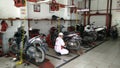 Jakarta Indonesia - March 5 2021: motorcycle in line on service center bengkel motor during rush hours