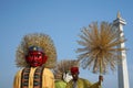 Ondel-ondel in front of Monas Monument, Jakarta. Royalty Free Stock Photo