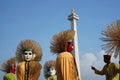 Ondel-ondel in front of Monas Monument, Jakarta. Royalty Free Stock Photo