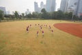 JAKARTA, INDONESIA - NOV 2, 2018- Pupils warm up at Gelora Bung Royalty Free Stock Photo