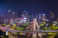 Aerial view of hectic traffic along the Sudirman highway Royalty Free Stock Photo