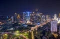 Skyscraper with heavy traffic along the Sudirman highway Royalty Free Stock Photo