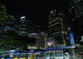 Jakarta,Indonesia November 25,2020 : Transportation stop, Jakarta city atmosphere at night