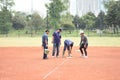 JAKARTA, INDONESIA-NOVEMBER 2, 2018: Worker drawing a line for a Royalty Free Stock Photo