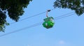 Green cable car at Taman Mini Indonesia Indah