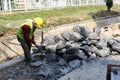 construction workers repairing water pipes