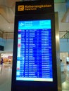 Flight info for departure schedule on a big screen tv