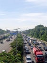 Jakarta indonesia, 24 october 2022, top view, traffic situation, smooth vehicle passing by, top view, in the morning