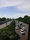 Jakarta indonesia, 24 october 2022, top view, traffic situation, smooth vehicle passing by, top view, in the morning