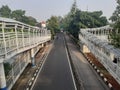 Transjakarta bus stop crossing bridge Royalty Free Stock Photo