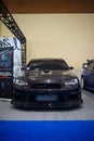 Modified black Mitsubishi Lancer Evolution X in Indonesia Modification Expo 2023