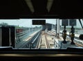 Point of view from the driver\'s room of the Light Rail Transit train Royalty Free Stock Photo