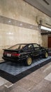 Classic Toyota Corolla sprinter Trueno AE86 black edition in Indonesia Modification Expo 2023