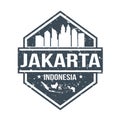 Jakarta Indonesia Travel Stamp. Icon Skyline City Design Vector. Seal Passport Mark.