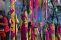 Candles and incense in Kim Tek Ie Temple in Jakarta, Indonesia during Chinese new year ceremony