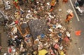 Jakarta, jakarta / indonesia - january 4th 2020: The janitor cleaning and transporting the rubbish left over by the flood disaste