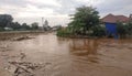 Jakarta, Jakarta / Indonesia - January 1th 2020: rubbish carried by flood water flow