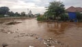 Jakarta, Jakarta / Indonesia - January 1th 2020: rubbish carried by flood water flow