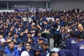 the red and white flag was folded in the middle of the participants of the National Democracy party cadre rally at GBK Jakarta