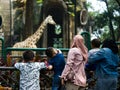 Jakarta June 2021 - Zoo visitor with family