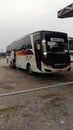Jakarta March 01, 2023 . A bus is parked at a terminal in the Jakarta area in the afternoon?