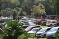 parking for tourist vehicles is full at the wildlife park