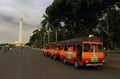 Jakarta National Monument, Yellow Train to take tourists around the park, Jakarta, Indonesia
