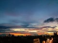 Jakarta night sky and sunset light from the rooftop and traffic view Royalty Free Stock Photo
