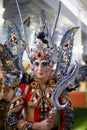 Jakarta - September 5, 2018: portrait of handsome boy in gray south east asia traditional cerimonial costume and precious stones Royalty Free Stock Photo