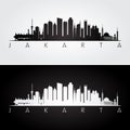 Jakarta skyline and landmarks silhouette