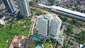 Jakarta skyline with modern office towers and hotels along Jalan Sudirman in Indonesia capital city business district Royalty Free Stock Photo