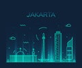 Jakarta skyline trendy vector illustration linear