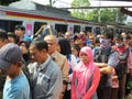 Jakarta train passengers.