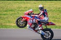 Jake Gagne wheelieing his #32 Honda CBR at PittRace 2017